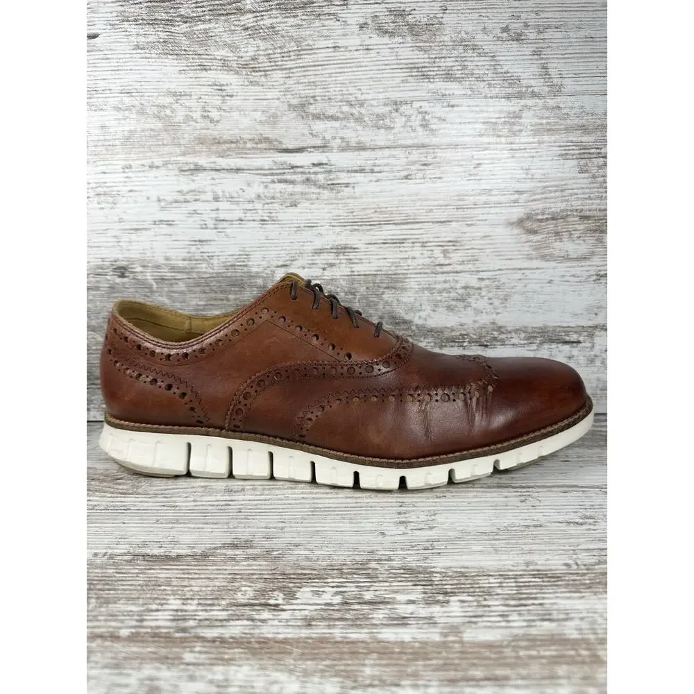 Men's Cole Haan ZeroGrand Brown Leather Wingtip Oxfords Sz 11M EUC!